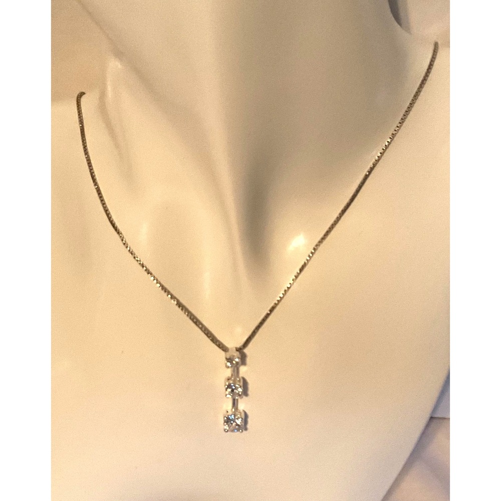 ITALY GOLD OVER 925 STERLING SILVER PAST PRESENT FUTURE  JOURNEY 18" Necklace
